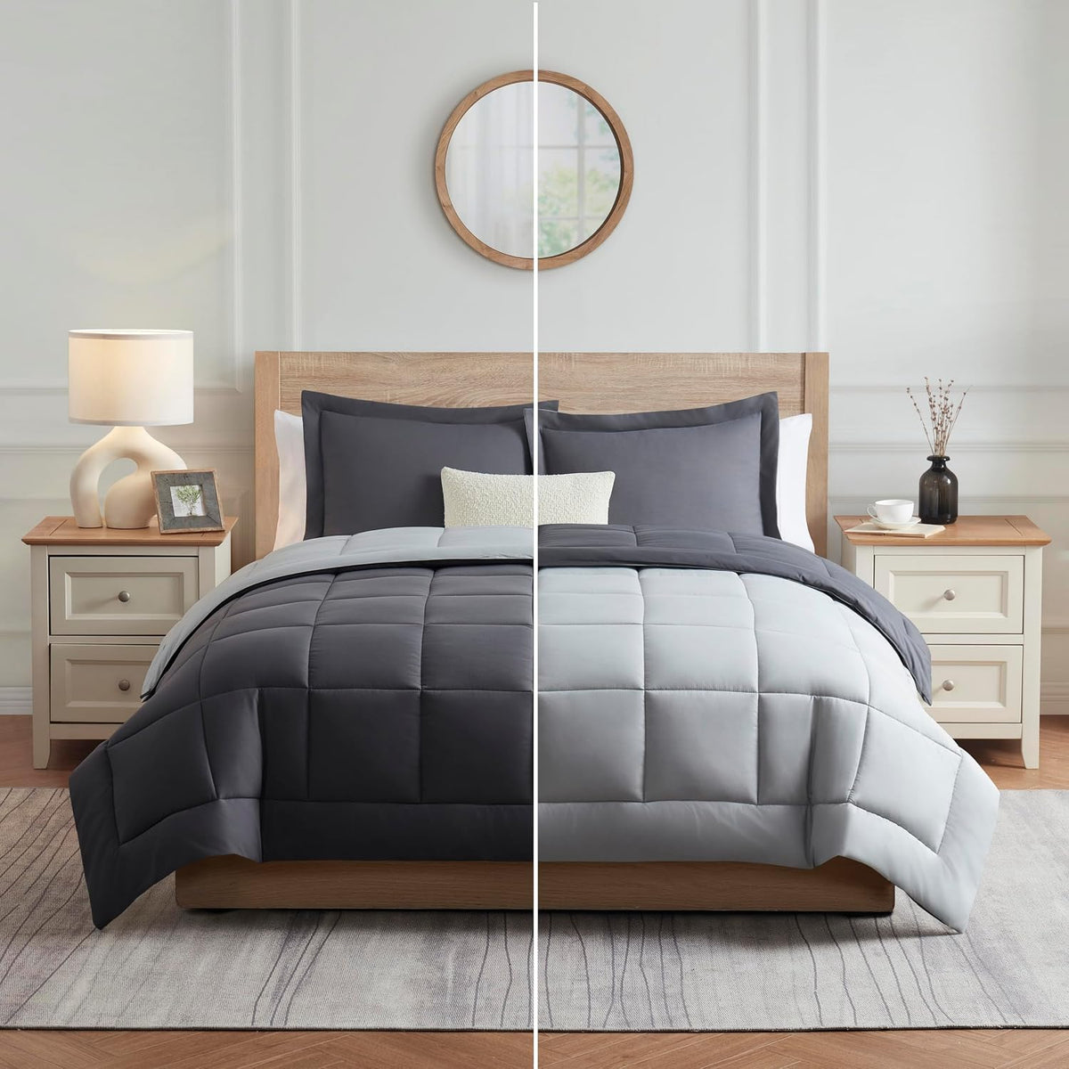 Nestl 3-Piece Quilted Down Alternative Comforter Set | All Season, Reversible